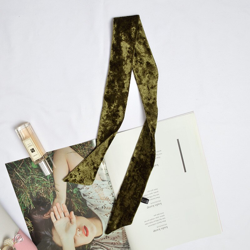 Gargantilla de terciopelo para mujer, pañuelo delgado de Color sólido, Bandana , ropa para el cuello, pulsera, ropa para la cabeza, [1278]: Verde esmeralda