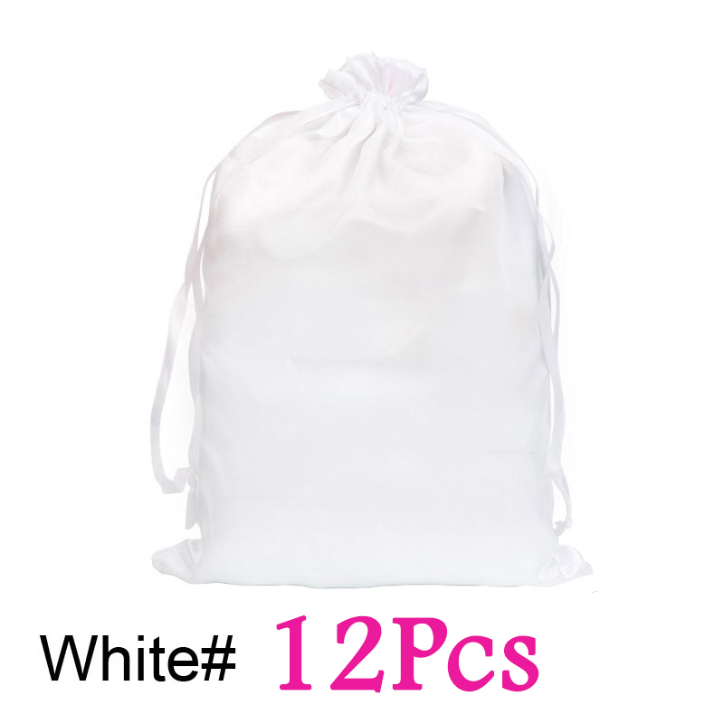 Sac de perruque en Satin, 12 pièces, sacs de rangement 25x35Cm, grand sac de perruque en soie douce noir rose pour outils d'emballage de perruque, accessoires de perruque: Beige