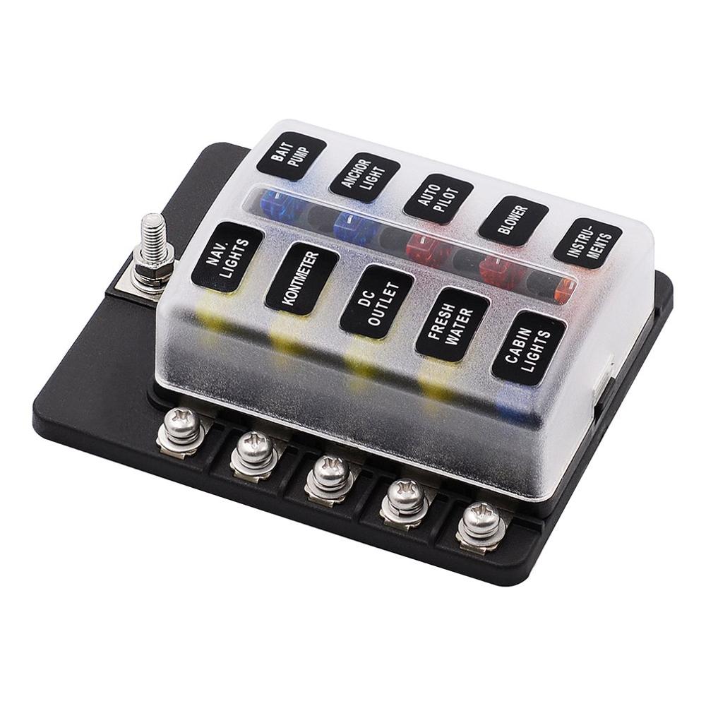 Fuse Box With LED Indicator Screw Terminal Block Modified Fuse Box Holder Insurance Insert 12 Road Motorhome RV: MULTI