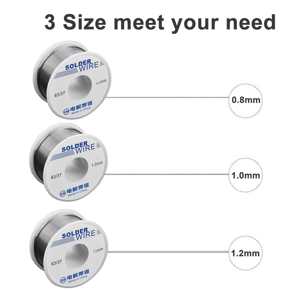 100g 0.8/1/1.2 63/37 FLUX 2.0% 45FT étain plomb fil d'étain électrique électronique fonte colophane noyau soudure fil à souder rouleau No-clean