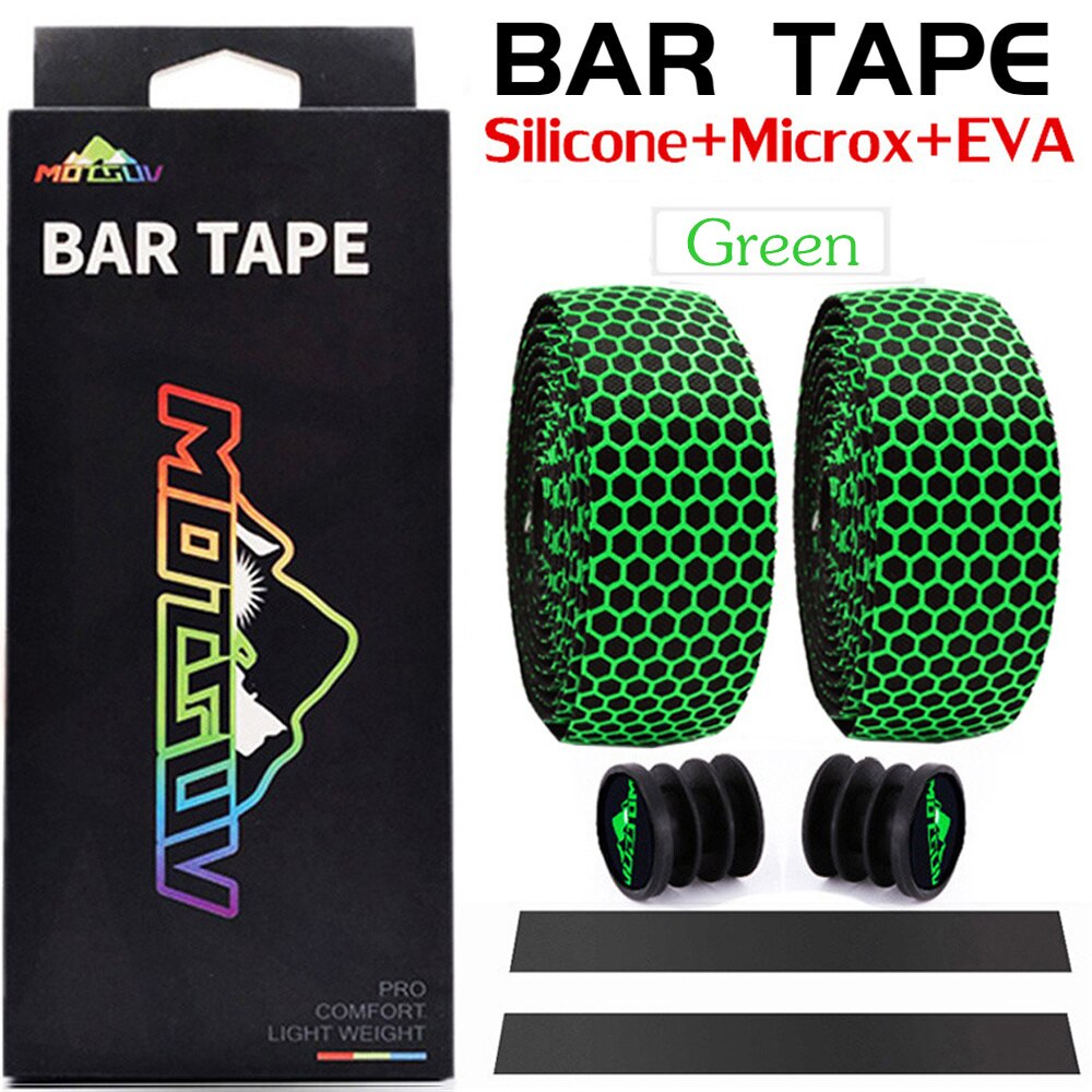 MOTSUV Bicycle Handlebar Tape Road Bike Silica Gel Tape EVA Soft Breathable Bike Bar Tape Fixed Gear Belt Bicycle Accessories: green