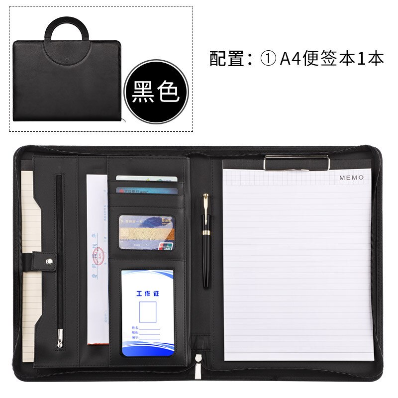 Zippered Leather Padfolio Portfolio Folder Interview Resume Document Organizer with 11 Inch Tablet Sleeve for ipad: - Without Calculator