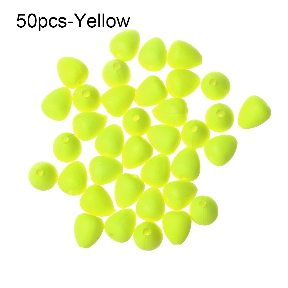Matériel de pêche à queue flottante mobile 10/50/100 pièces, haricots sensibles accrocheurs, haricots visibles rouge/jaune: 50pcs-Yellow