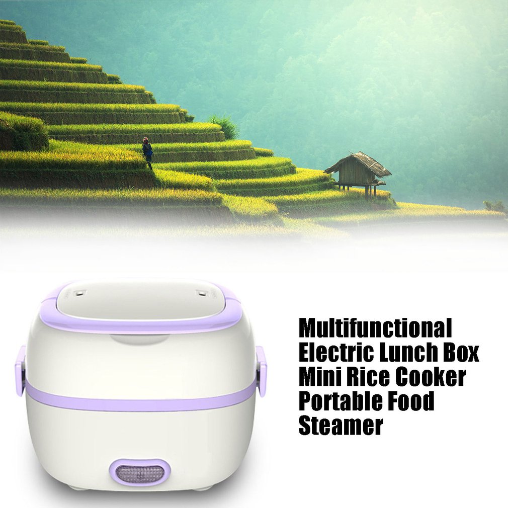 Multifunctionele elektrische verwarmde lunchbox mini rijstkoker draagbare voedselstomer warmtebehoud elektronische lunchkeukenbox