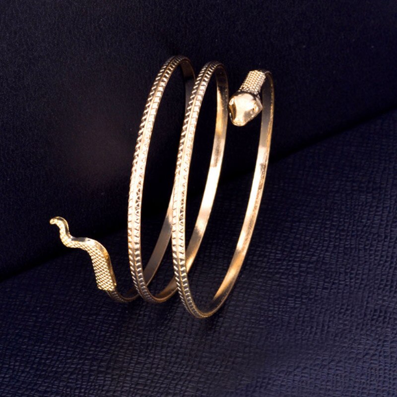 Bracelet serpent en spirale pour femmes, 1 pièce, manchette pour bras supérieur, brassard, bijoux,: Gold