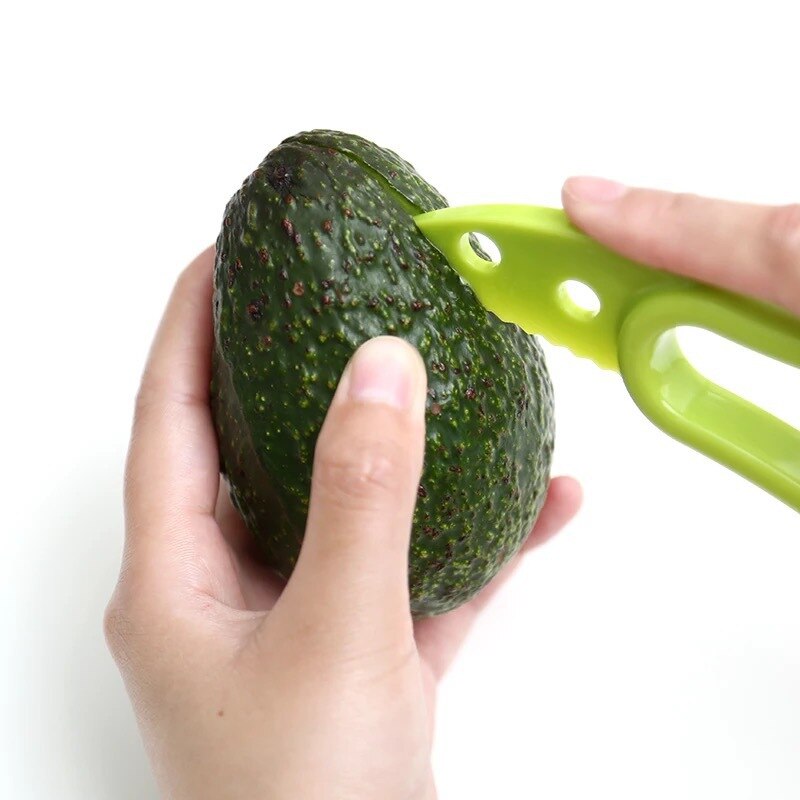 Rebanador de aguacate 3 en 1, rebanador de manteca de karité, pelador de frutas, separador de pulpa, cuchillo de plástico, utensilios para vegetales de cocina