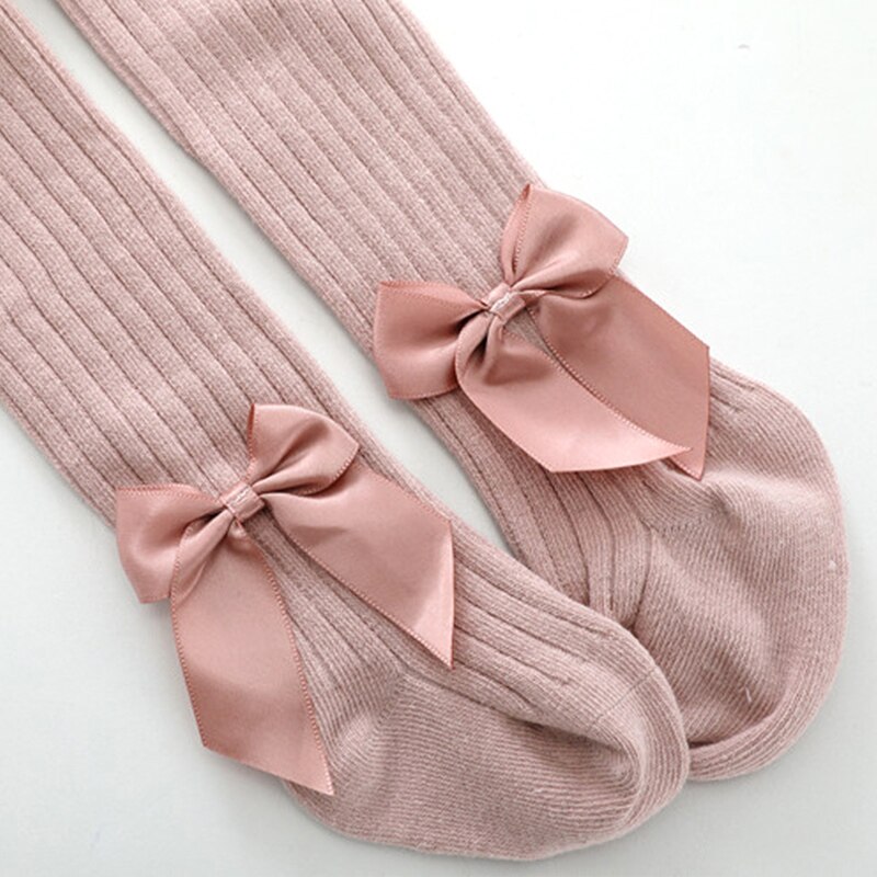 Nette Bowknot Baby Mädchen Strumpfhosen Weiche Baumwolle freundlicher Strumpfhosen Einfarbig Baby Mädchen Zeug Frühling Herbst Kleinkind Kleinkind Strümpfe