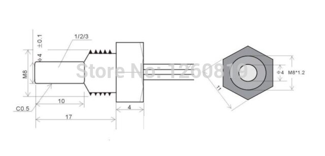 NTC Temperature Sensor R25=50K B=3950 M8*1.25 Waterproof Stainless Temperature Probe
