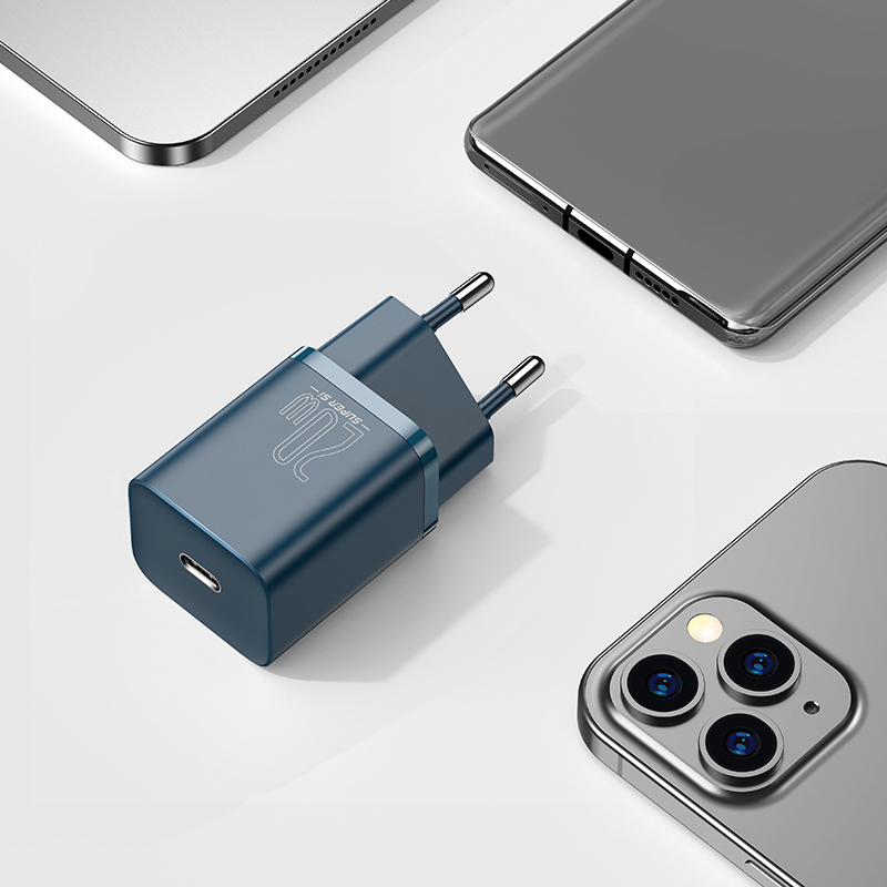 Baseus usb-typ-c-ladegerät 20w pd schnelllade  qc3.0 reiseladegerät für iphone 13, 12 mini, 11 pro max, xs, x: 20w eu blau