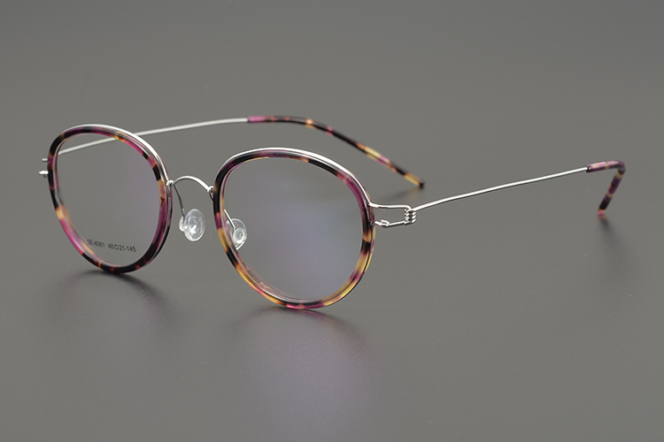 Denemarken Retro Ronde Brillen Titanium Brilmontuur Mannen Vrouw Schroefloos Ultralight Handgemaakte Recept Brillen Optische: Red Silver