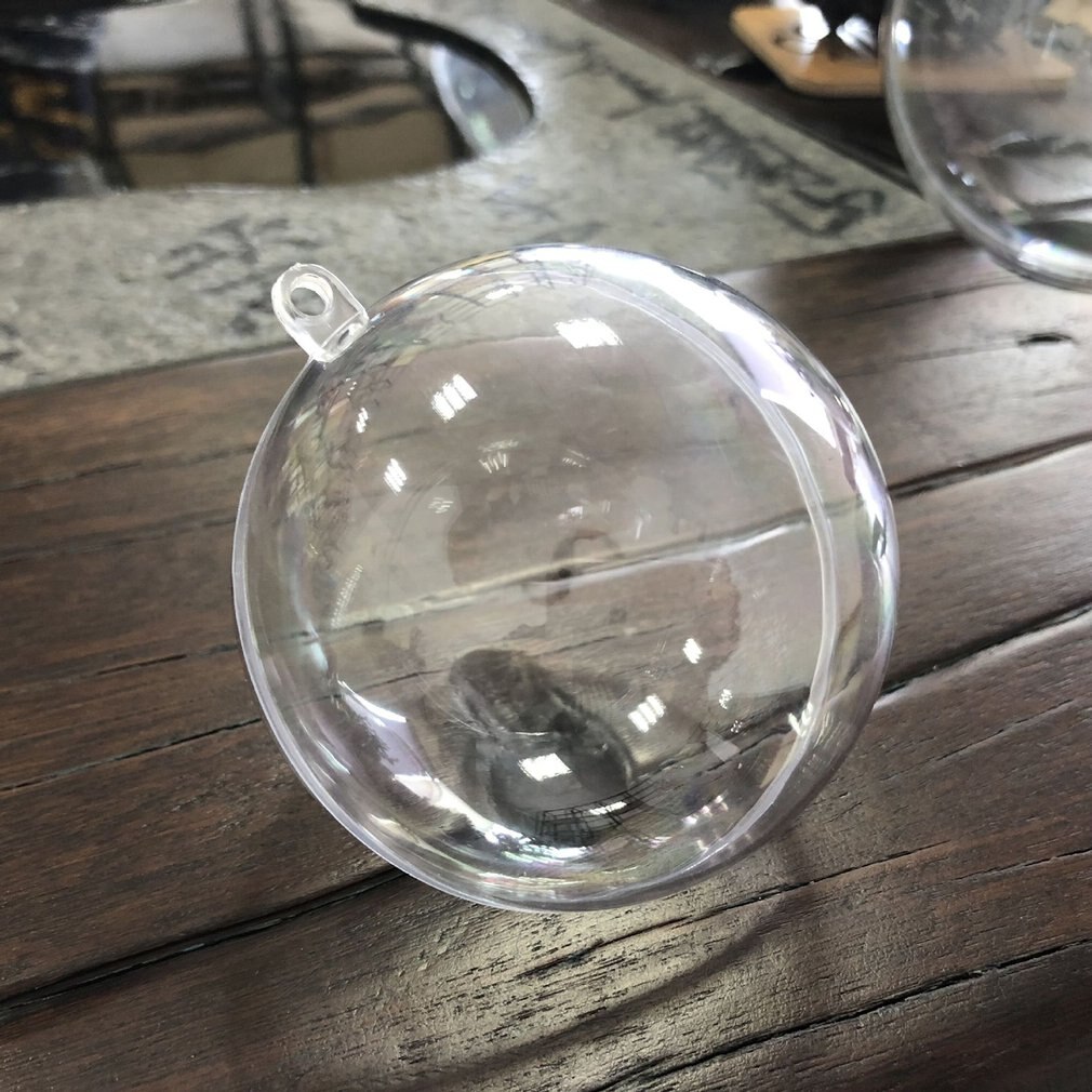 5 pièces arbre de noël boules claires remplissables boules bricolage remplissable sphère 4/6/8cm Transparent ouvert en plastique décorations de noël boule