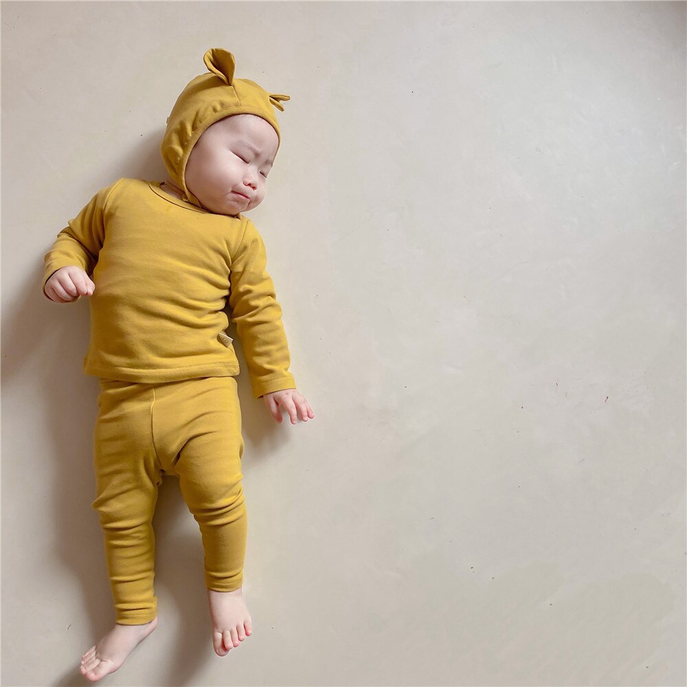 Milancel Lente Baby Kleding Set Solid Meisjes Binnenshuis Kleding Pure Kleur Jongens Sleeper Slijtage