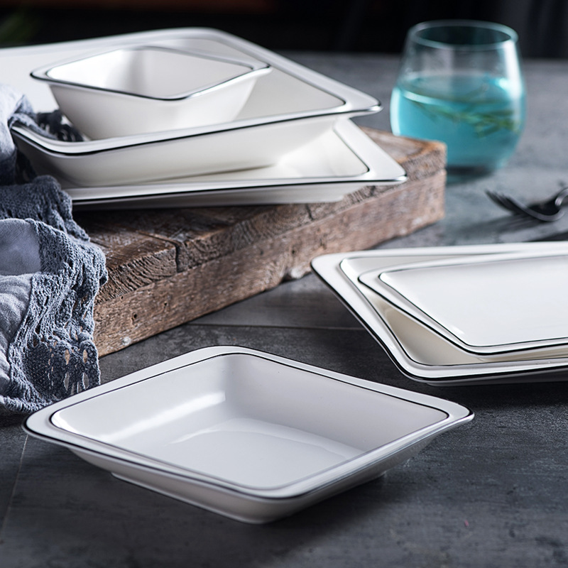 Dinner plate ceramic tableware set afternoon tea snack dessert outdoor party dinner plate family restaurant supplies plate set