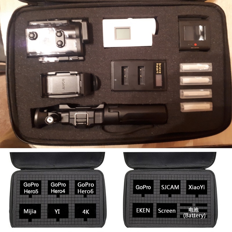 Saco de armazenamento viagem para gopro, faça você mesmo, capa para gopro hero 7 6 5 4 session xiaomi yi 4k mijia sjcam eken sony x3000 caixa à prova d' água da câmera esportiva