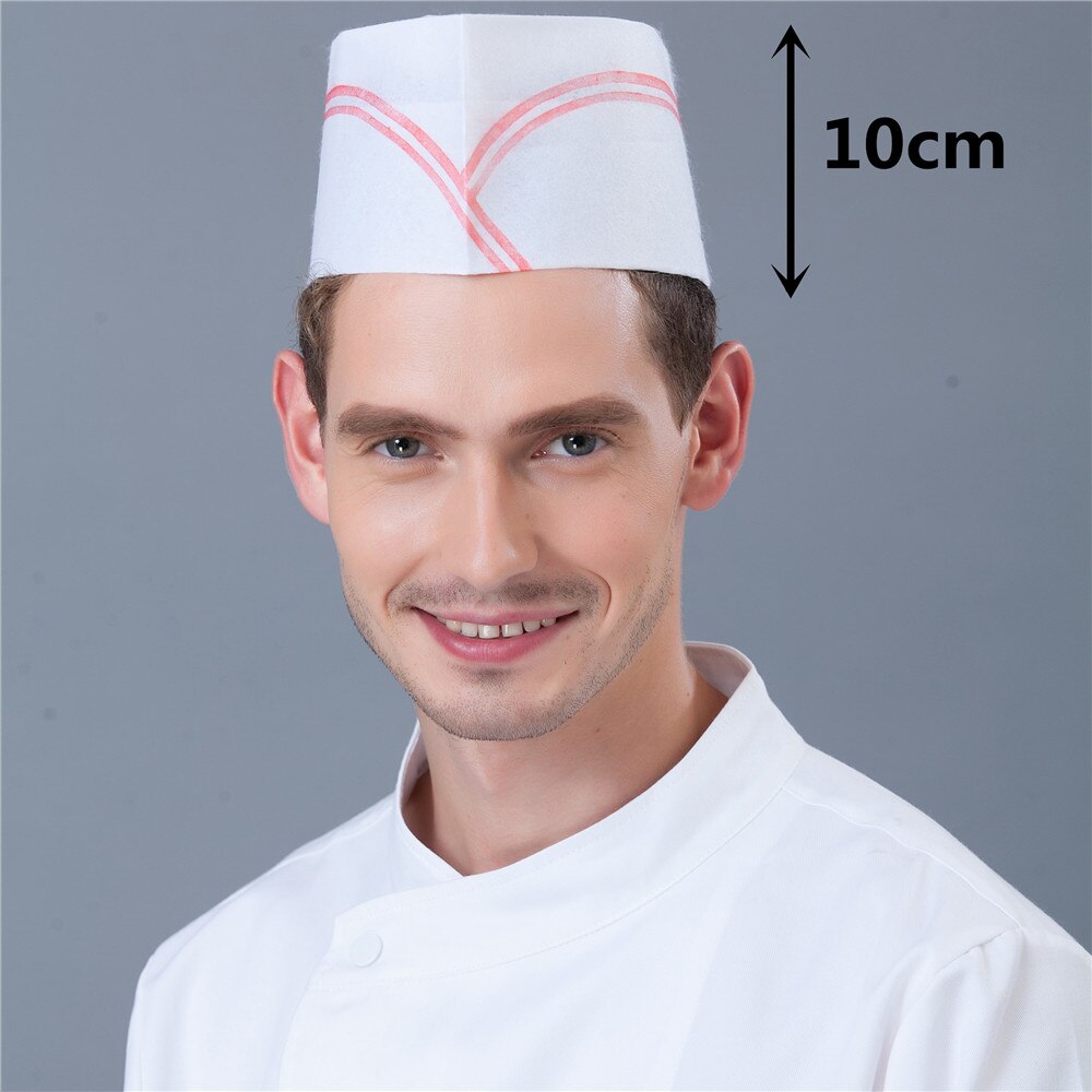 20Pcs/Lot Unisex Nonwoven High Middle Flat Round Hat Restaurant Hotel Kitchen Cook Work Wear Chef Hats Disposable Caps: 10cm