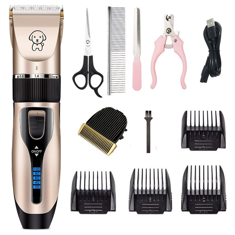 Dog Grooming Kit, Low Noise Rechargeable Dog Shaver, Electric Quiet Dog Hair Trimmer, Scissors Nail Kit for dogs and cats with C: 004