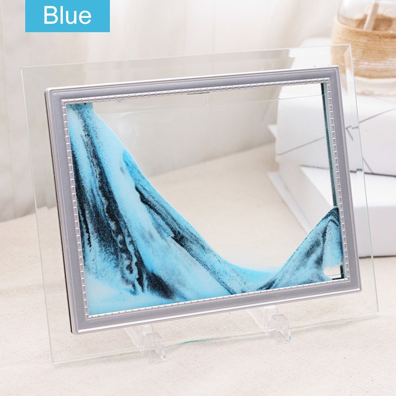 Liquid Sand Frame Landscape Picture Moving Glass Frame Changeable Painting Photo Ornaments Home Office Decor WMSLH: Blue / 7 inch(22X17cm)