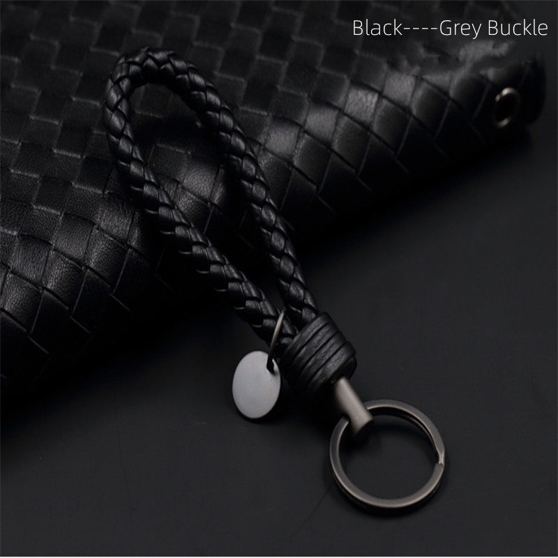 Bilvevd nøkkelring til menn og kvinner, eksklusivt skinnanheng til bilen, nøkkelring til bildeler og tilbehør: Svart