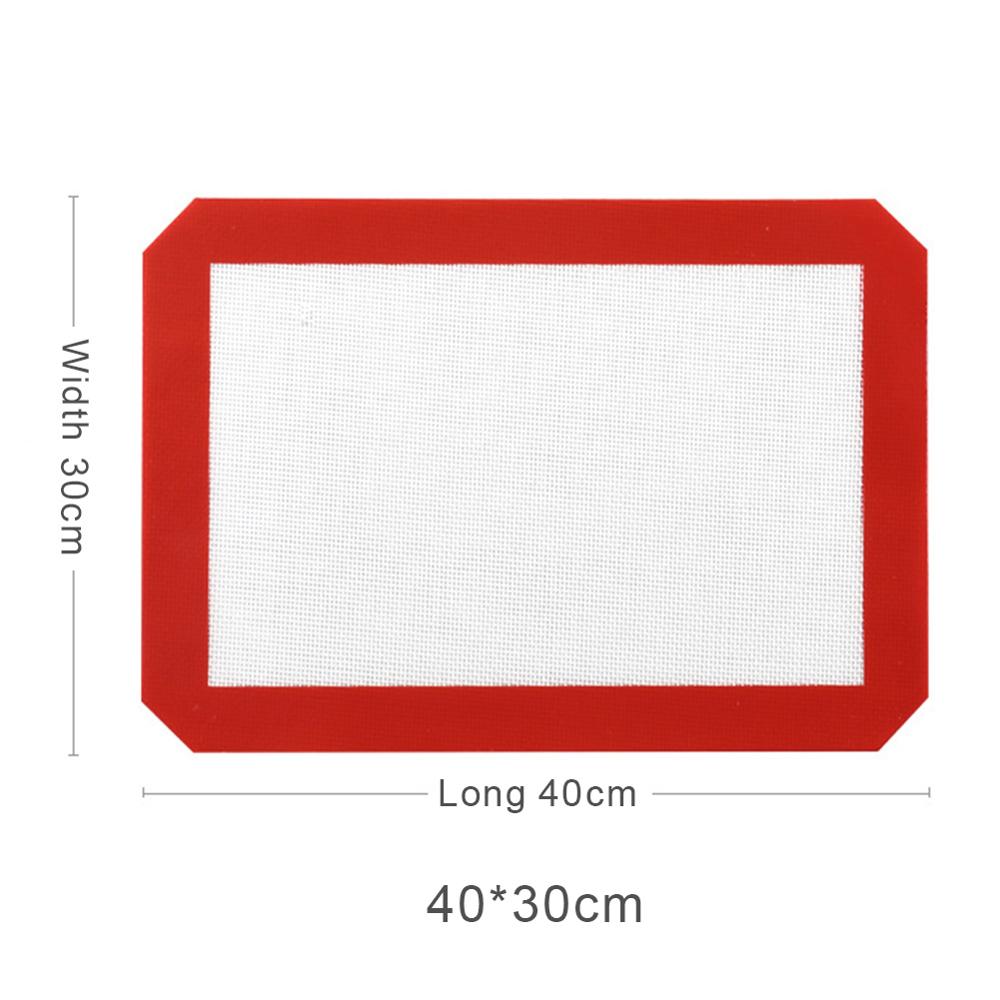 Silicone Baking Mat Non-Stick Baking Tray Liner Sheet Pad Reuseable Bbq Grill Mat Baking Sheet Oven Mat Cooking Bakeware Tools: 40x30cm Red