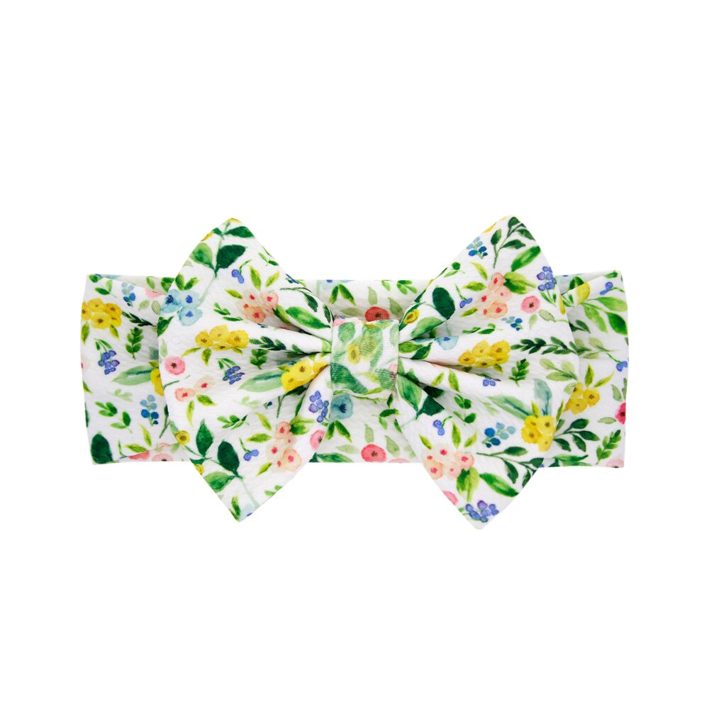 Gorros para bebé con lazo, cinta ancha para la cabeza con estampado Floral, accesorios para el cabello, diadema de princesa para niño pequeño, tocados,: A