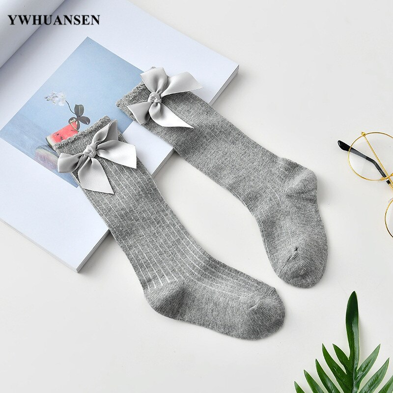 YWHUANSEN 0 zu 6 Jahre Nette Süße Mädchen Spitze BöGen Prinzessin Beinlinge Baumwolle Lange Socken Für Säuglings Baby Frühling sommer Kleinkind Socke: Grau / 0 zu 2 Jahre