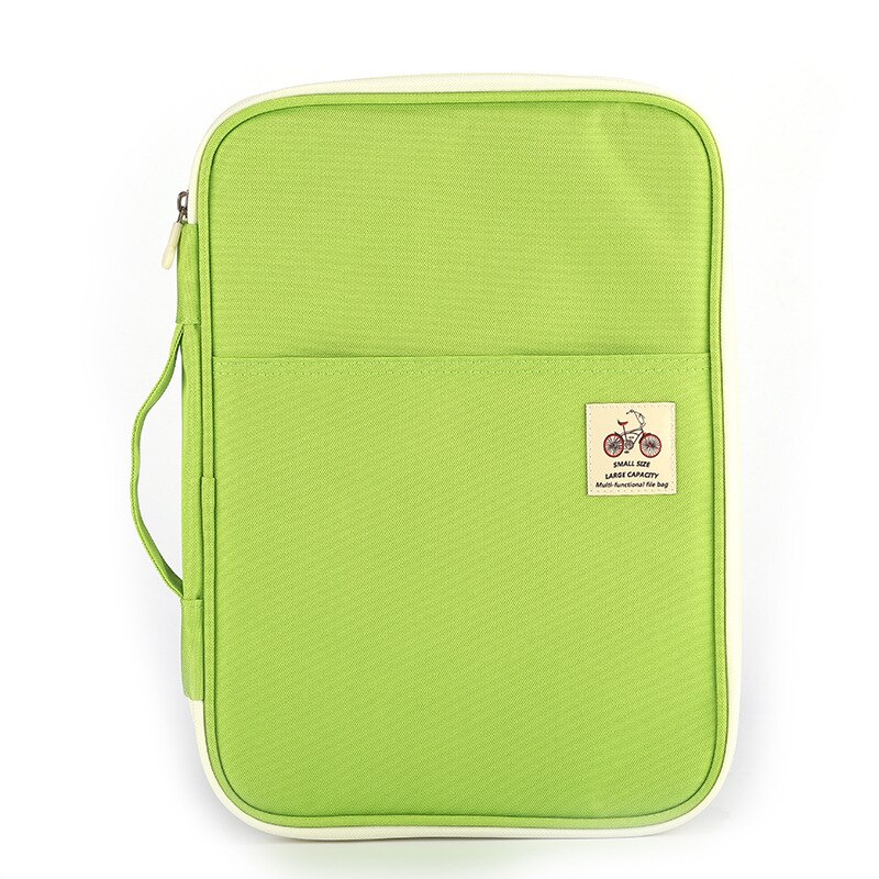 Multifunktionel  a4 dokumenter opbevaringspose lynlås vandtæt dokumentmappe håndtaske til ipad: Grøn