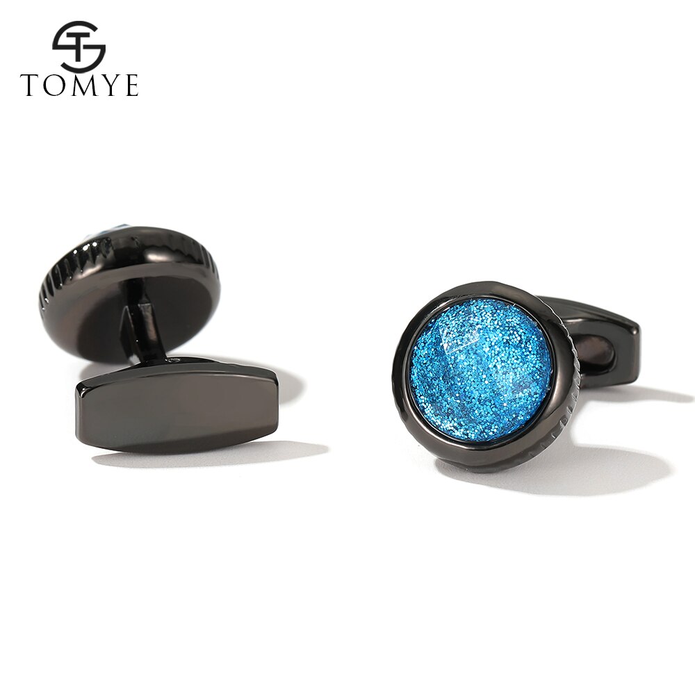 TOMYE – boutons de manchette en métal pour hommes, de , ciel étoilé, rond, pour robe de soirée, pour de mariage