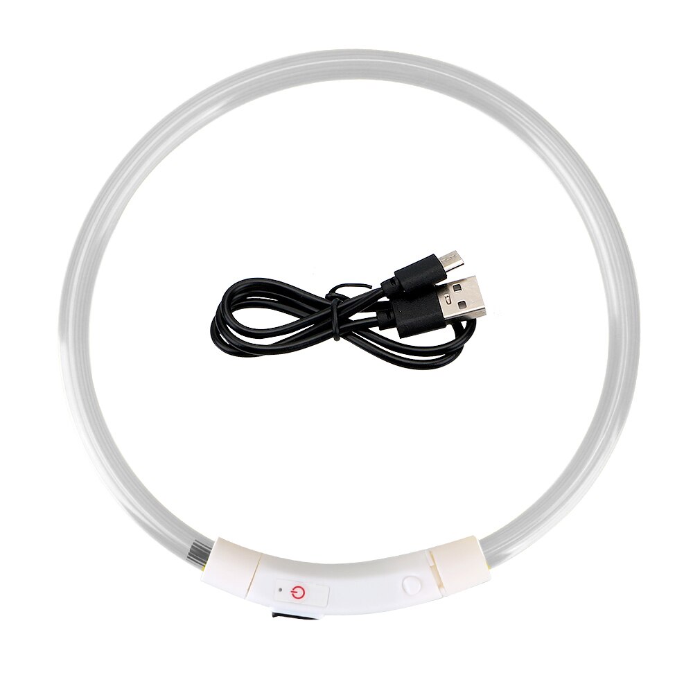 NICEYARD-Collar luminoso LED Usb para perro, recargable, nocturna, intermitente de seguridad, brillante: White