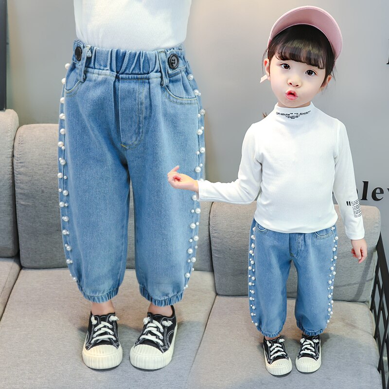 Kinderkleding Meisjes Herfst Katoenen Broek Kinderen Casual Jeans Leggings Blauw Kleur Vrouwelijke Kind Ster Gat Broek Potlood Broek