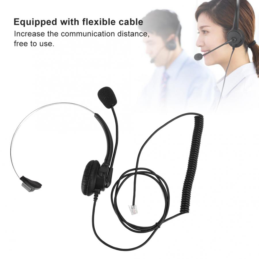 Headset telefon mono headset fastnet telefon hovedtelefon med mikrofon til hjemmebrug auriculares kablet headset til håndtag