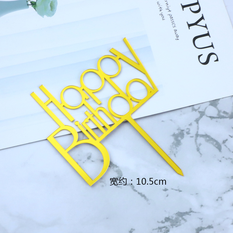 10Pcs/Pack Gold Silver Acrylic Cake Toppers Happy Birthday Cake Toppers For Womens Mens Kids Birthday Party Decor Baby Shower: Red