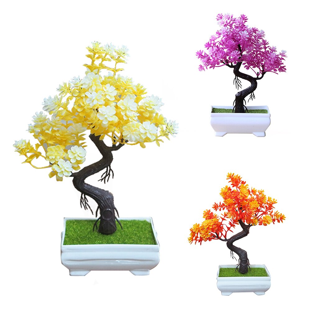 Artificial Potted Tree Decorative Bonsai Simulation Plant Home Office Decor Table Centerpieces DIY Ornament