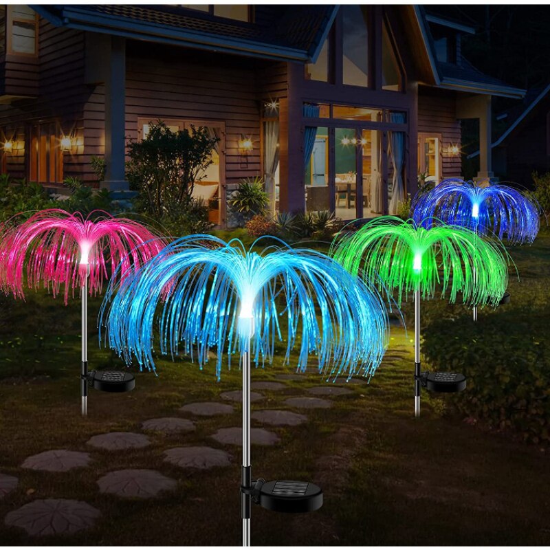 Solar Garden Jellyfish Lights - LED Outdoor Stake Pathway Decor, Waterproof