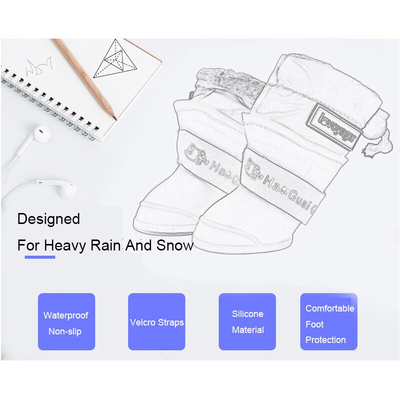 Rainproof Anti-snow Dog Boots Super Warm Winter Dog Rain Shoes Anti Slip Soft Silicone Waterproof Pet Shoe For Small Medium Dogs
