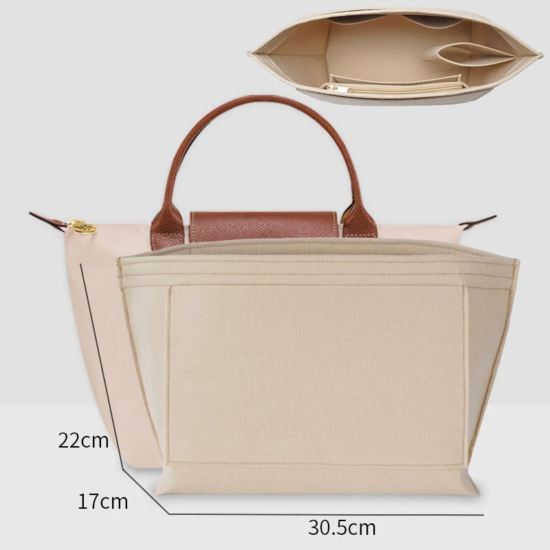 Bag Organizer For Longchamp Mini Bag Storage Bag The Liner Bag Felt Purse Insert Handbag Liner Bag: MULTI