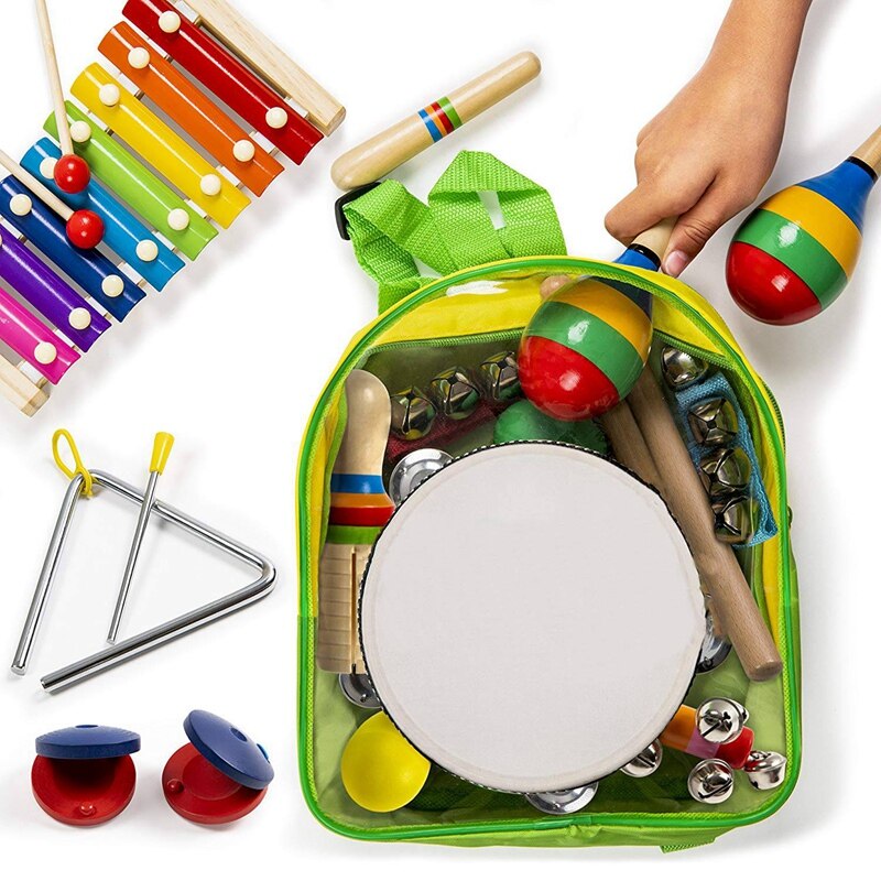 Sy-instrumenter til småbørn og førskolebørn træ percussion til drenge og piger inkl. xylofon - fremme af tidlig dyve