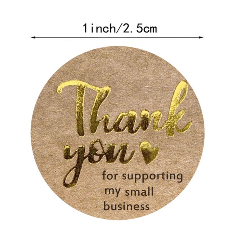 500pcs Thank You for Supporting My Small Business Stickers Gold Foil Seal Label 667A