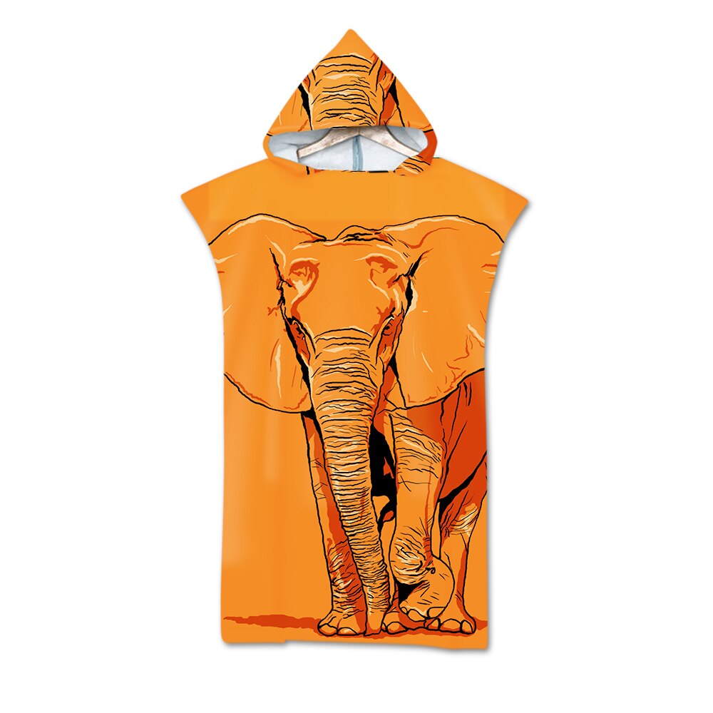 Microfiber Changing Robe Bath Towel Outdoor Hooded Wetsuit Print Elephant Beach Towel Poncho Bathrobe Cloak For Adult Swimming: 8