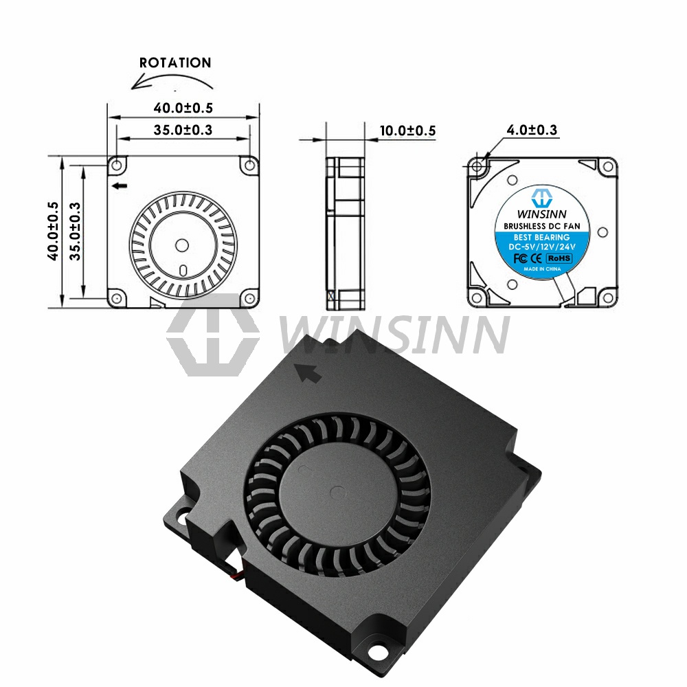 WINSINN 4010 40mm Ventilatore DC 5V 12V 24V Idraulico/Doppio Cuscinetto A Sfere Brushless Turbina di Raffreddamento turbo 40mmx10mm 2spillo