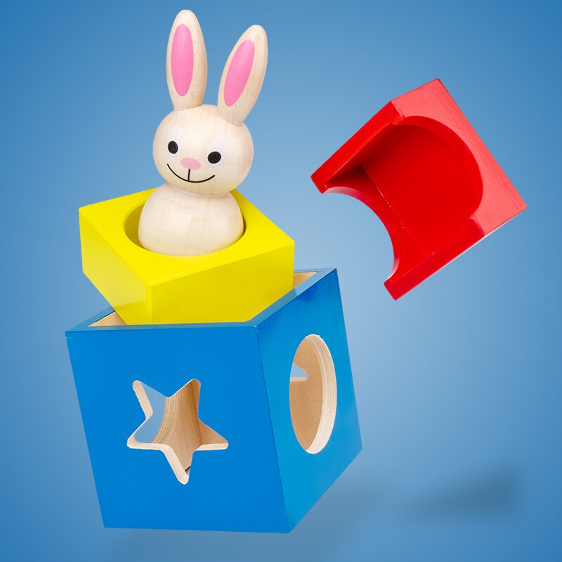 Baby Speelgoed Konijn Magic Box Kubus Houten Speelgoed Voor Kinderen Dier Geometrische Monterssori Educatief Voor Kids