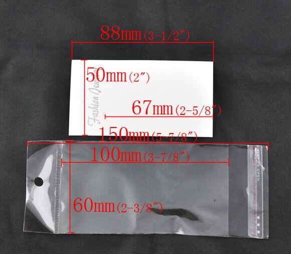100pcs White Rectangle Cards With Opp Bag For Earrings Display Pack Earring Display Cards Self Adhesive Bags