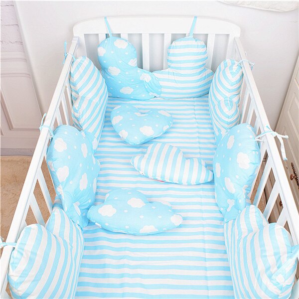 Cotton Print Clouds Shape Bumper Set In The Crib For Baby Kid's Bed Cushions Children's Protective Pillows: lanse