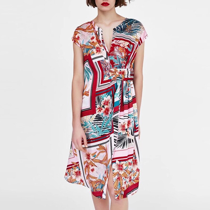 Robe pour femme de style vacances ample décontracté imprimé bohème