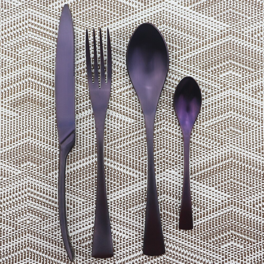 Paars Restaurant Herbruikbare Servies Set Metalen Bestek Set Rvs Keuken Servies Mes Vork Lepel Set: 4pcs b