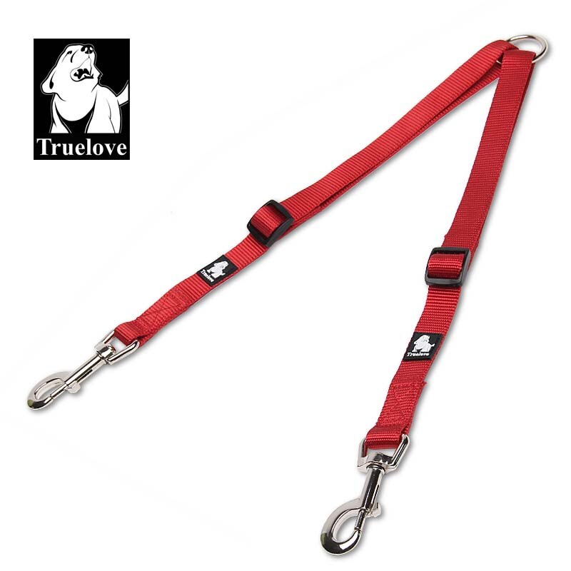 Truelove Hondenriem Dubbele Riemen Running Walking Pet Nylon Verstelbare Leashs Trainer Honden Voor Twee Hond Medium Kleine Grote Honden: red / M 40-60cm Length