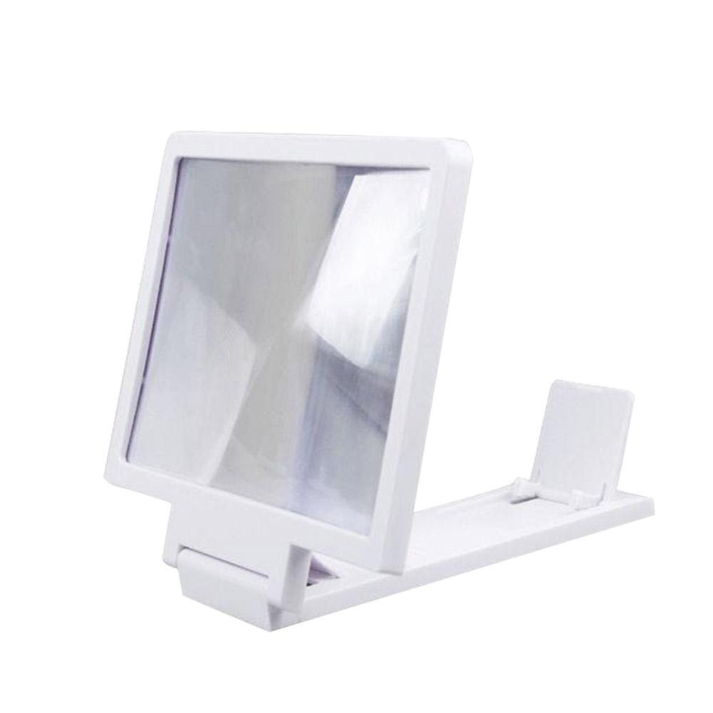 Lupa de pantalla de teléfono móvil 3D soporte de amplificación película portátil plegable soporte de escritorio soporte de teléfono inteligente de cristal: Blanco