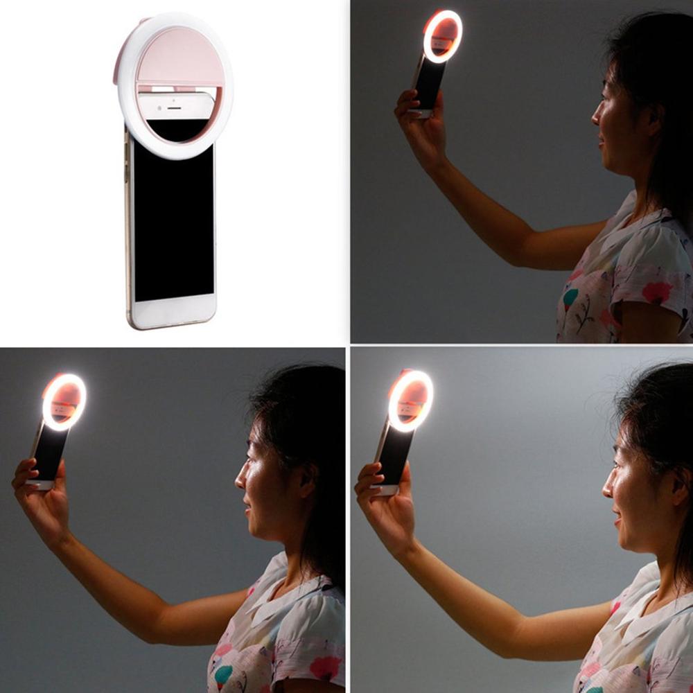 Universal- LED Selfie Ring Füllen Licht Dimmbare Handy, Mobiltelefon USB LED Ring Lampe Beleuchtung Leucht Ring Clip Für Alle Handys