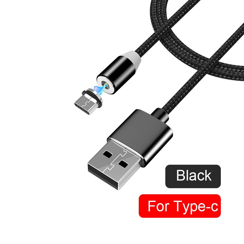 CONTROLLO di QUALITÀ 3.0 Dual USB Rapido Caricabatteria Da Auto Magnetico Tipo di Cavo C Per Samsung A50 A30 A21 A41 S8 S9 S10 sony Xperia 10 XA1 Più XA2 XZ3 L3: Black Type-c Cable