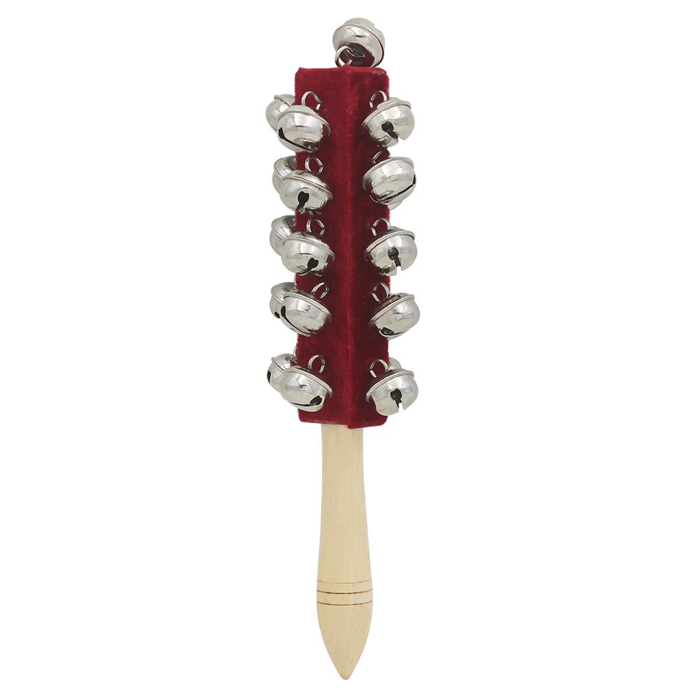 Hochet arc-en-ciel, clochette à main, cloche en bois colorée, instruments orff, hochets pour bébé, 10 percussions, corde de cloches: Rouge