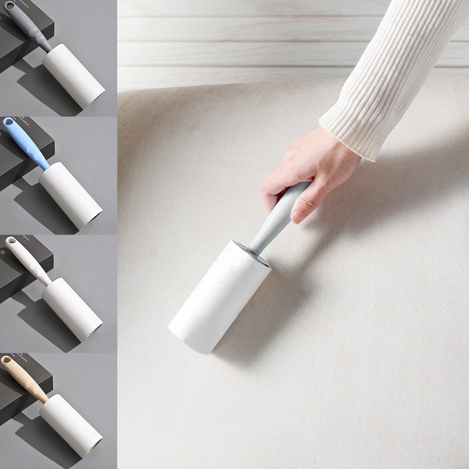 Rodillo de pelusa con recargas, eliminador de pelo pegajoso, ropa para perros y mascotas, eliminador de limpieza de polvo para sofá, herramienta de limpieza de cepillo en rollo reemplazable